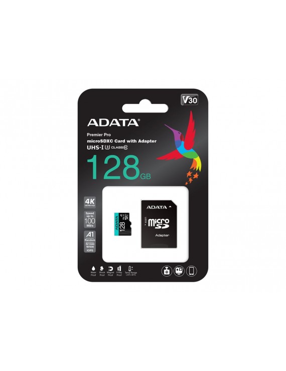 Karta pamięci ADATA AUSDX128GUI3V30SA2-RA1 ADATA 128GB Premier Pro MICROSDXC, R/W up to 100/80 MB/s, with Adapter