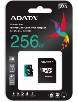 Karta pamięci ADATA AUSDX256GUI3V30SA2-RA1 ADATA 256GB Premier Pro MICROSDXC, R/W up to 100/80 MB/s, with Adapter