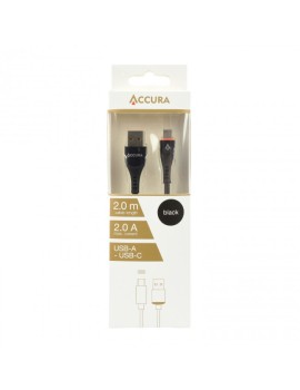 Accura USB-A - USB-C 2.0m czarny 5V/2A