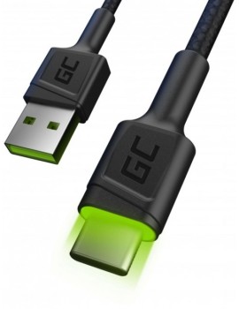 Green Cell USB-C świecący 1.2m czarny