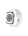 APPLE Watch Series 8 GPS + Cellular 41mm Silver Stainless Steel Case with White Sport Band - Regular