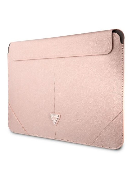 Etui na laptopa Guess Saffiano Triangle Logo Sleeve - 16'' różowy