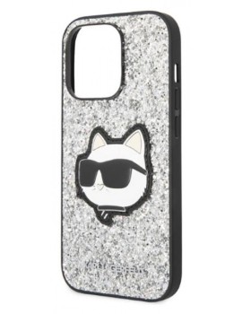 Etuii Karl Lagerfeld NFT Glitter Choupette Patch - Etui iPhone 14 Pro Max (srebrny)