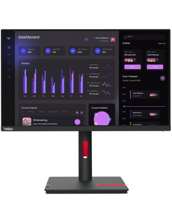 BEZRAMKOWY MONITOR 24” Lenovo ThinkVision T24i-30 IPS Full HD 1920x1080 KLASA A