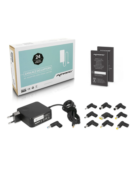 Zasilacz Movano uniwersalny 65W USB-C - 10 wtyków