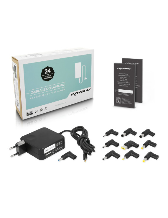 Zasilacz Movano uniwersalny 90W USB-C - 10 wtyków